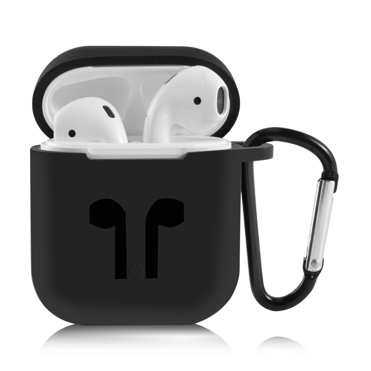 For Airpods Case with Keychain, Protective Rubber Silicone Soft Gel Cover Skin with Carabiner for Airpods 1 1st and Airpods 2 2nd Gen Earbuds Accessories - Black by Insten